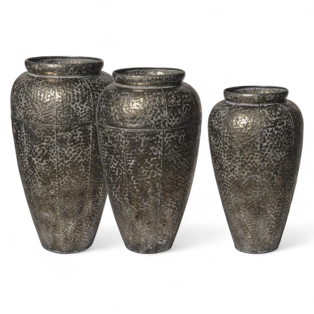 SET 3 VASI METALLO SILVER